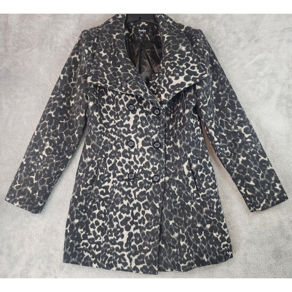 by & by Jacket Womens Medium Leopard Print Pea Coat with Matching Gloves‎